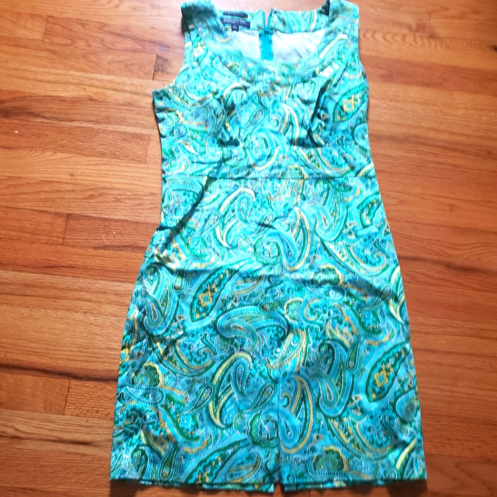 Jones New York Signature Dress Stretch Paisley Sleeveless Sheath Sz  8